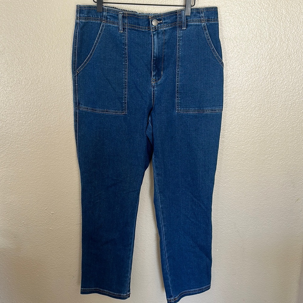Knox Rose High Waist Straight Leg Elastic Waist Jeans. Size XL